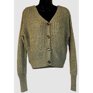 Anthropologie Moon & Madison Women's Gray/Green Cardigan Sweater Sz. Med